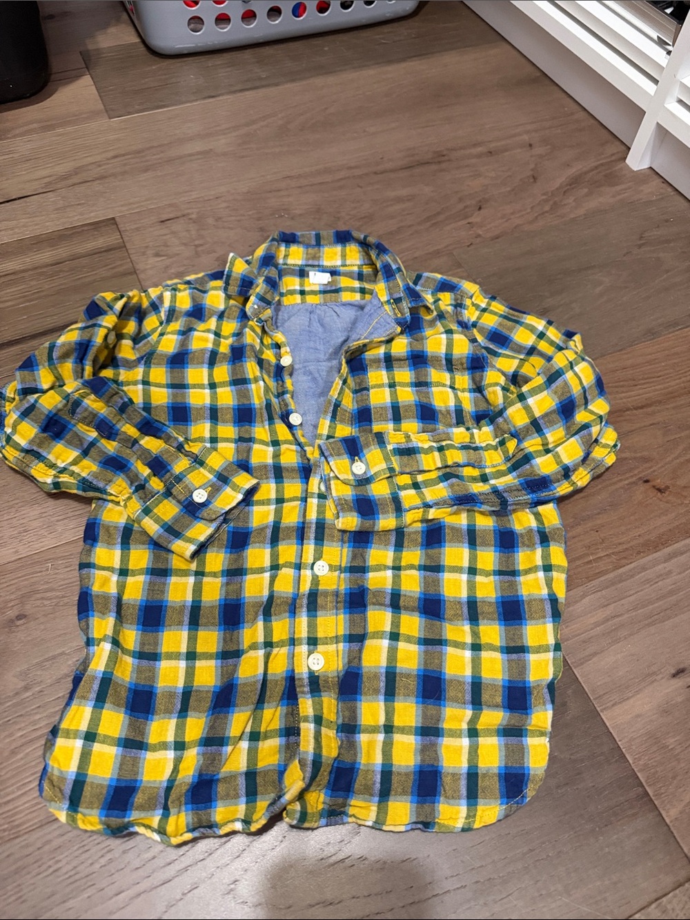 GAP Yellow Blue Plaid Button-Down Shirt